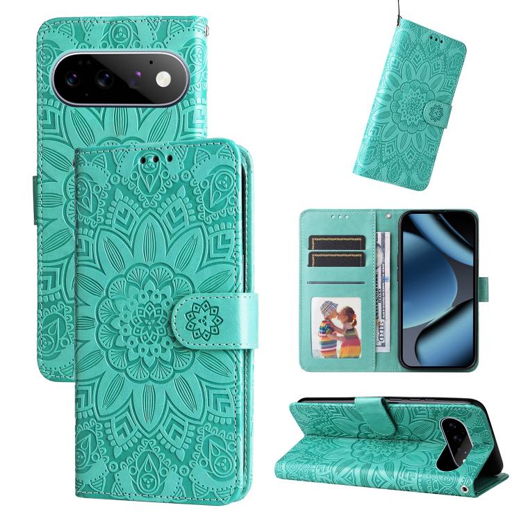 Custodia per telefono in pelle di girasole goffrata, For Google Pixel 11 Pro XL, For Google Pixel 11 / Pixel 11 Pro, For Google Pixel 10a, For Google Pixel 9a