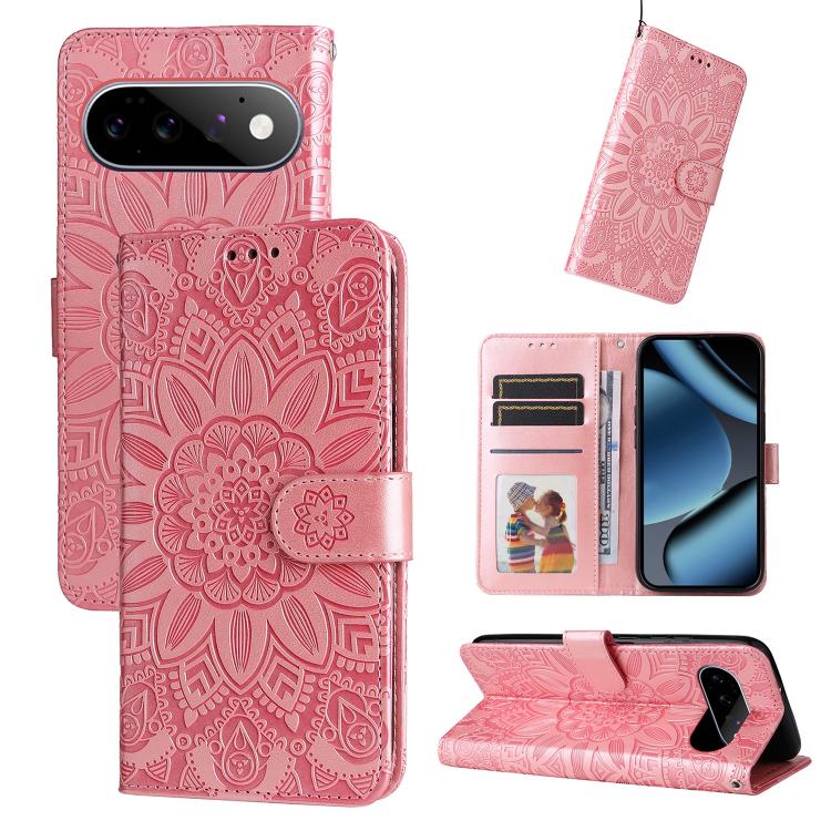 Custodia per telefono in pelle di girasole goffrata, For Google Pixel 11 Pro XL, For Google Pixel 11 / Pixel 11 Pro, For Google Pixel 10a, For Google Pixel 9a