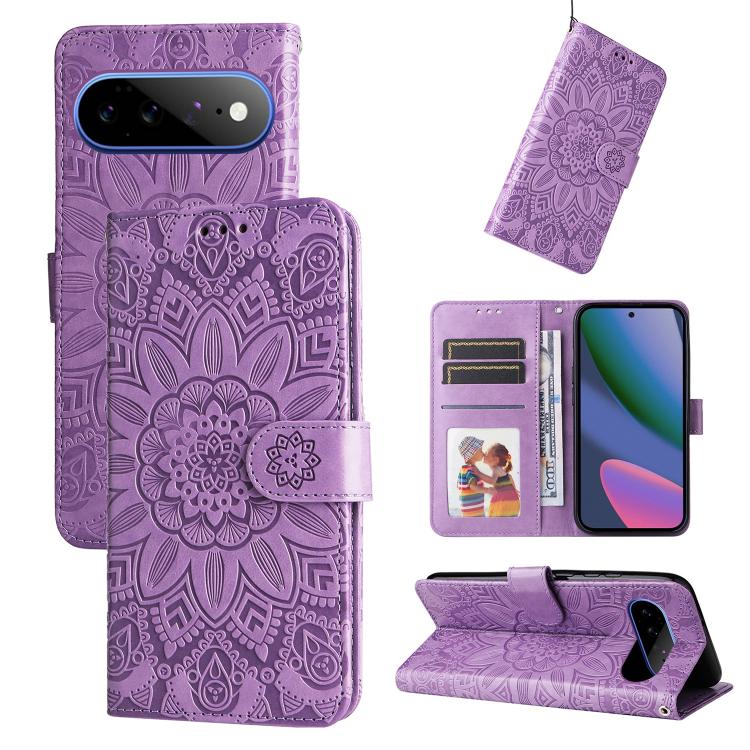 Custodia per telefono in pelle di girasole goffrata, For Google Pixel 11 Pro XL, For Google Pixel 11 / Pixel 11 Pro, For Google Pixel 10a, For Google Pixel 9a