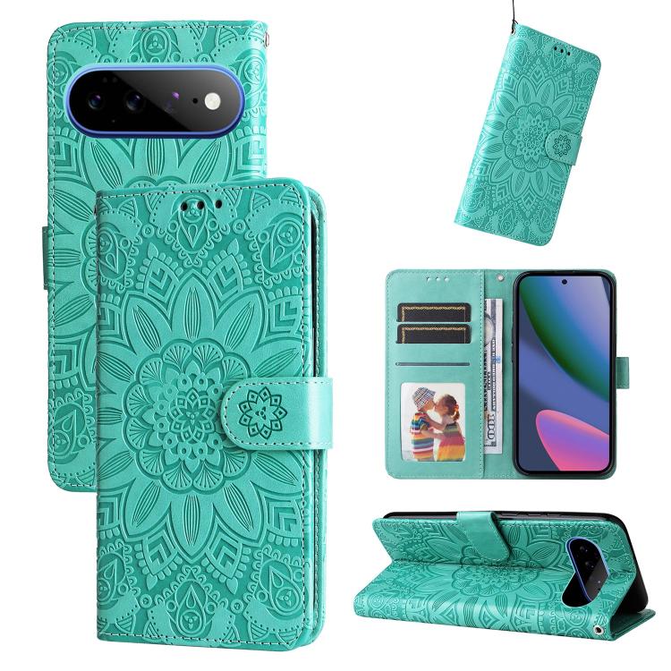 Custodia per telefono in pelle di girasole goffrata, For Google Pixel 11 Pro XL, For Google Pixel 11 / Pixel 11 Pro, For Google Pixel 10a, For Google Pixel 9a