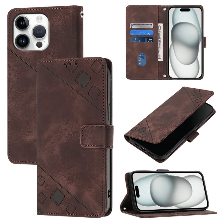 Custodia in pelle goffrata per iPhone 15 Pro e 16