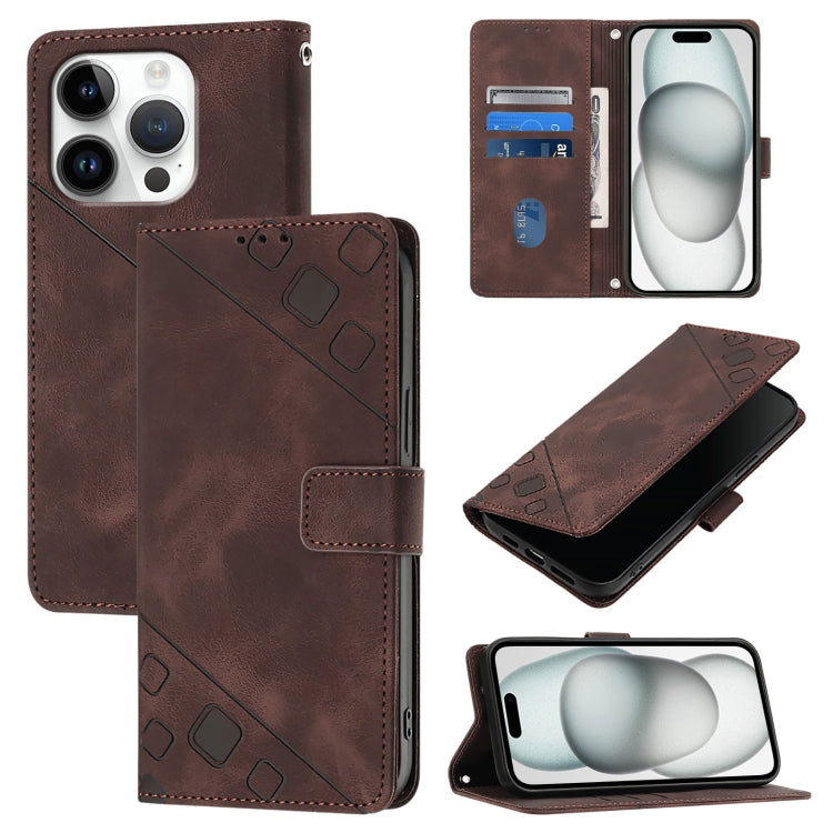 Custodia in pelle goffrata per iPhone 15 Pro e 16