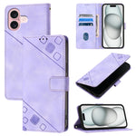 Custodia portafoglio in pelle goffrata per iPhone 15 e 16