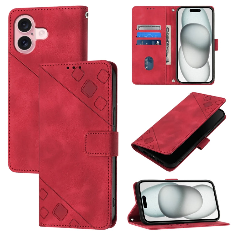 Custodia portafoglio in pelle goffrata per iPhone 15 e 16