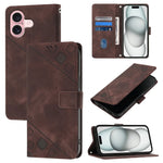 Custodia portafoglio in pelle goffrata per iPhone 15 e 16