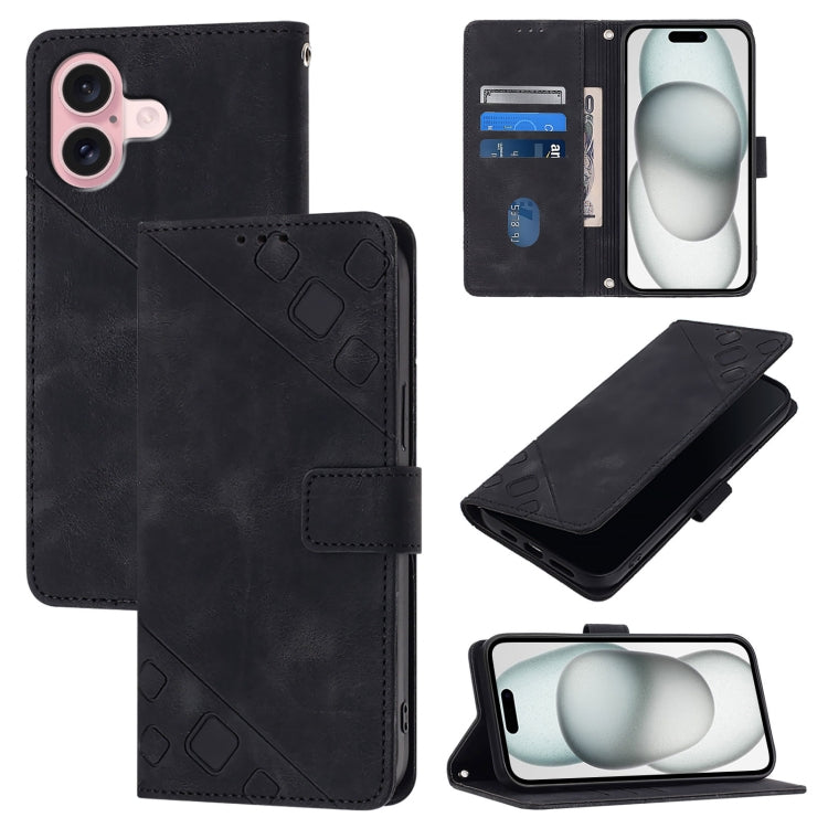 Custodia portafoglio in pelle goffrata per iPhone 15 e 16