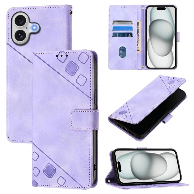 Custodia in pelle goffrata per iPhone 16 compatibile