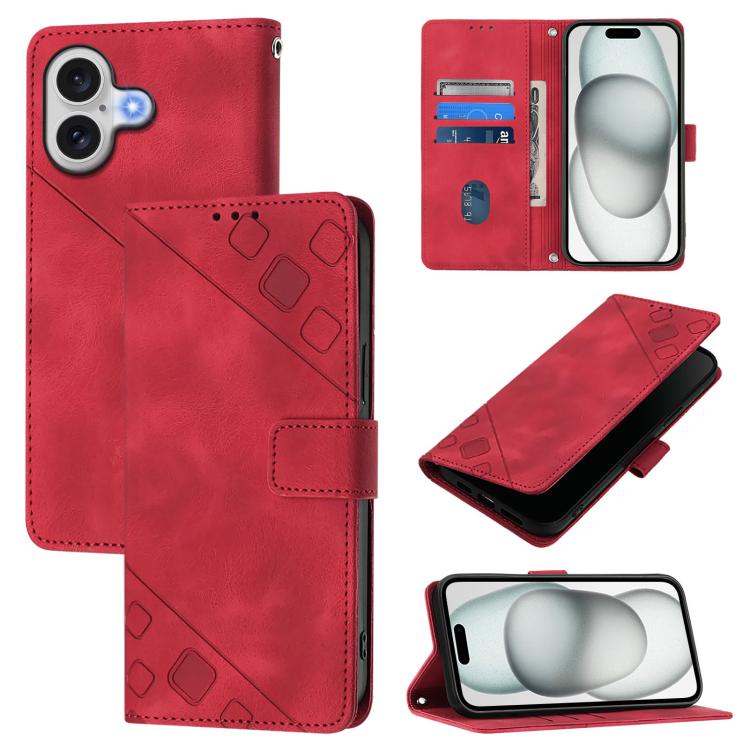 Custodia in pelle goffrata per iPhone 16 compatibile