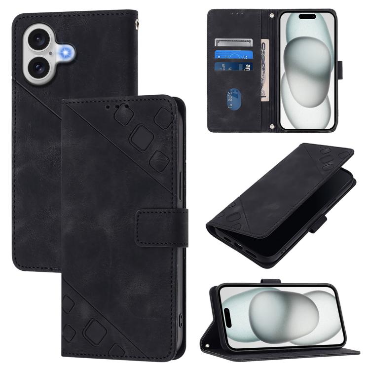 Custodia in pelle goffrata per iPhone 16 compatibile