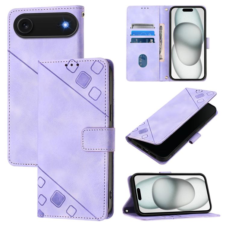 Custodia in pelle goffrata per iPhone 16 compatibile