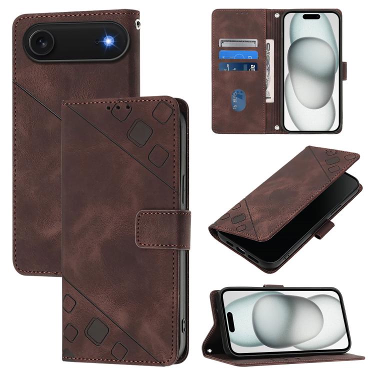 Custodia in pelle goffrata per iPhone 16 compatibile