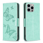 Custodia in pelle con farfalle per iPhone 15 Pro Max e Plus