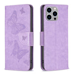 Custodia in pelle con farfalle per iPhone 15 Pro Max e Plus