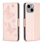 Custodia in pelle con farfalle per iPhone 15 Pro Max e Plus