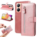 Custodia per telefono in pelle con cerniera in vitello alla moda, For vivo Y200 / V29e Global, For vivo Y17s, For vivo Y36 4G / 5G Global, For vivo Y78 5G Global