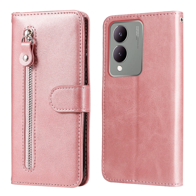 Custodia per telefono in pelle con cerniera in vitello alla moda, For vivo Y200 / V29e Global, For vivo Y17s, For vivo Y36 4G / 5G Global, For vivo Y78 5G Global
