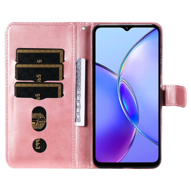 Custodia per telefono in pelle con cerniera in vitello alla moda, For vivo Y17s, For vivo Y36 4G / 5G Global, For vivo Y78 5G Global