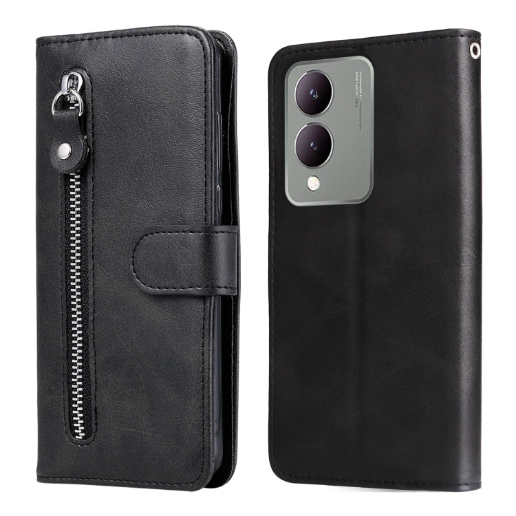 Custodia per telefono in pelle con cerniera in vitello alla moda, For vivo Y200 / V29e Global, For vivo Y17s, For vivo Y36 4G / 5G Global, For vivo Y78 5G Global