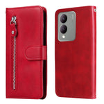 Custodia per telefono in pelle con cerniera in vitello alla moda, For vivo Y200 / V29e Global, For vivo Y17s, For vivo Y36 4G / 5G Global, For vivo Y78 5G Global