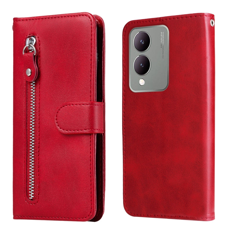 Custodia per telefono in pelle con cerniera in vitello alla moda, For vivo Y200 / V29e Global, For vivo Y17s, For vivo Y36 4G / 5G Global, For vivo Y78 5G Global