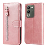 Custodia per telefono in pelle con cerniera in vitello alla moda, For vivo Y200 / V29e Global, For vivo Y17s, For vivo Y36 4G / 5G Global, For vivo Y78 5G Global