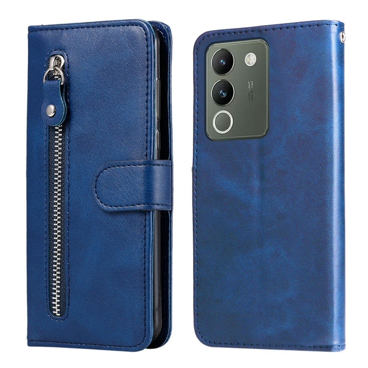 Custodia per telefono in pelle con cerniera in vitello alla moda, For vivo Y200 / V29e Global, For vivo Y17s, For vivo Y36 4G / 5G Global, For vivo Y78 5G Global