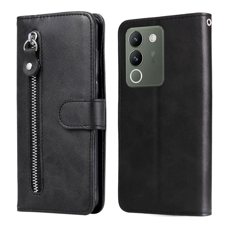 Custodia per telefono in pelle con cerniera in vitello alla moda, For vivo Y200 / V29e Global, For vivo Y17s, For vivo Y36 4G / 5G Global, For vivo Y78 5G Global