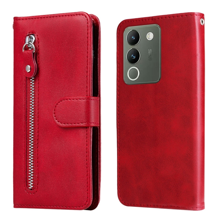 Custodia per telefono in pelle con cerniera in vitello alla moda, For vivo Y200 / V29e Global, For vivo Y17s, For vivo Y36 4G / 5G Global, For vivo Y78 5G Global