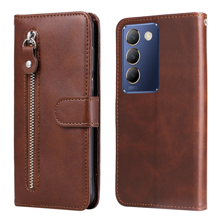 Custodia per telefono in pelle con cerniera in vitello alla moda, For vivo Y300 Pro, For vivo Y38 5G / T3x 5G Global, For vivo Y100 IDN / Y200e 5G Global, For vivo Y03 4G