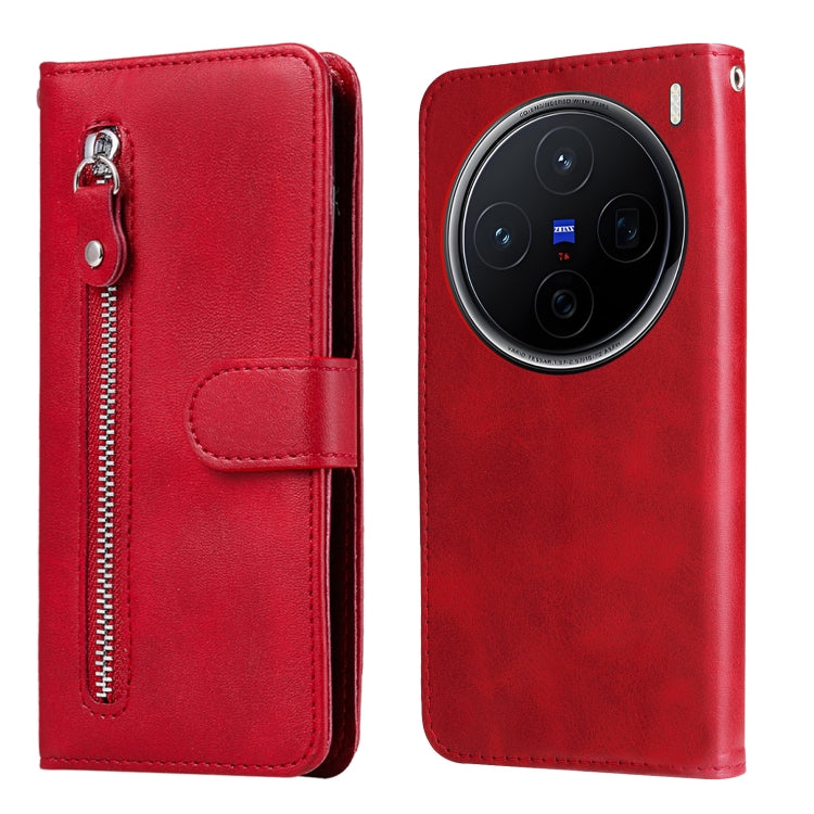 Custodia per telefono in pelle con cerniera in vitello alla moda, For vivo X200, For vivo X200 Pro mini, For vivo X200 Pro, For vivo V40 Lite 4G / 5G IDN