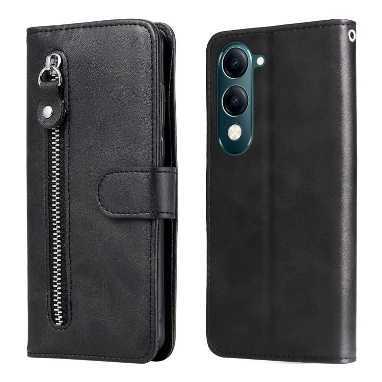 Custodia per telefono in pelle con cerniera in vitello alla moda, For vivo V50 Lite 4G / 5G, For vivo Y39 5G / Y300i, For vivo Y29s 5G / Y04 4G, For vivo Y29 4G