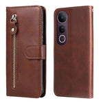 Custodia per telefono in pelle con cerniera in vitello alla moda, For vivo V50 Lite 4G / 5G, For vivo Y39 5G / Y300i, For vivo Y29s 5G / Y04 4G, For vivo Y29 4G