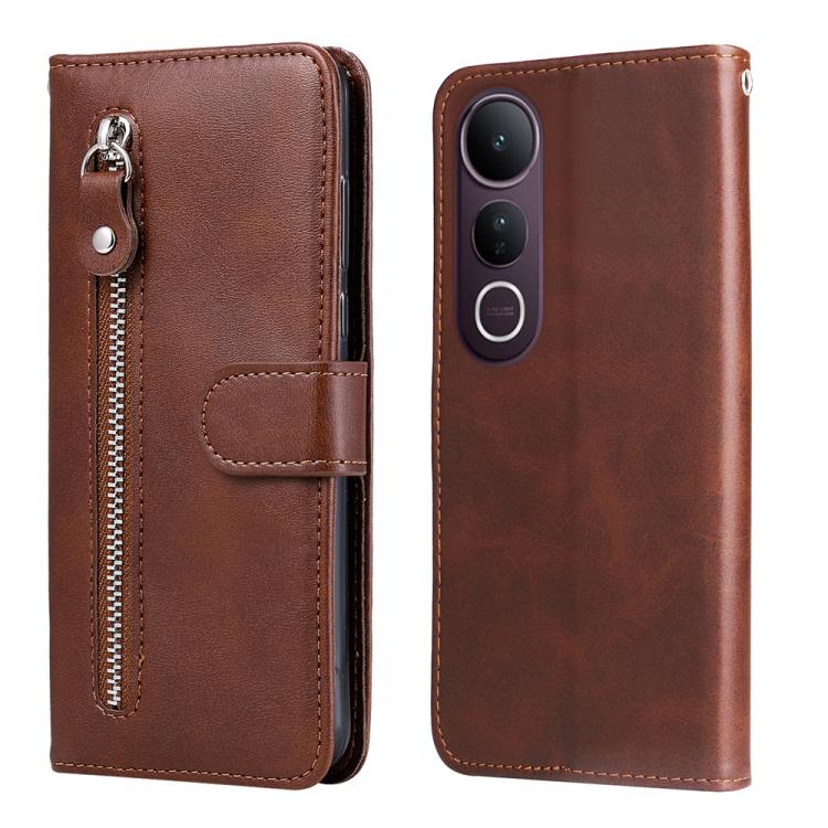 Custodia per telefono in pelle con cerniera in vitello alla moda, For vivo V50 Lite 4G / 5G, For vivo Y39 5G / Y300i, For vivo Y29s 5G / Y04 4G, For vivo Y29 4G