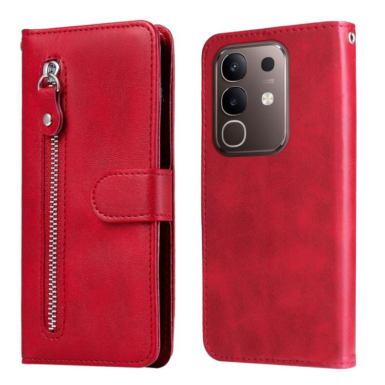 Custodia per telefono in pelle con cerniera in vitello alla moda, For vivo V50 Lite 4G / 5G, For vivo Y39 5G / Y300i, For vivo Y29s 5G / Y04 4G, For vivo Y29 4G