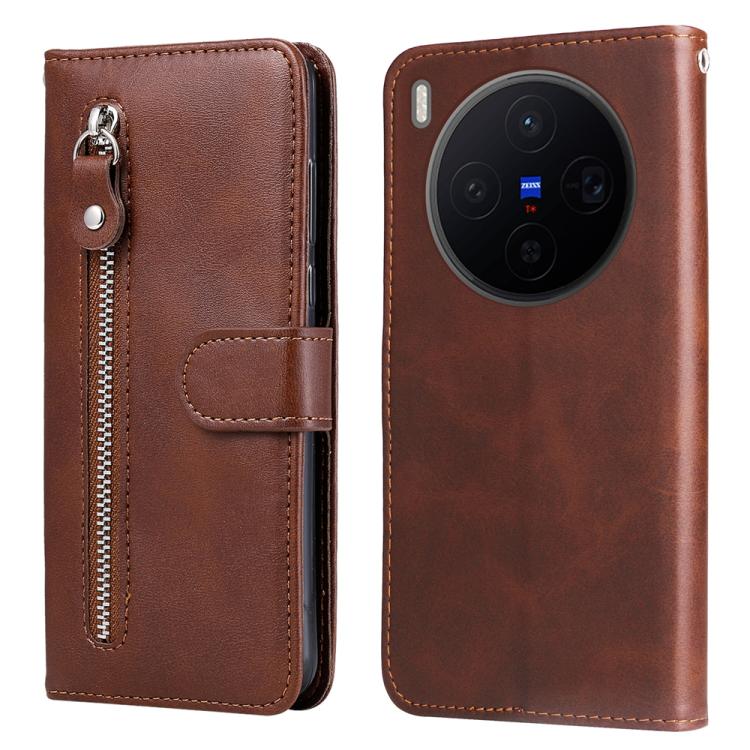 Custodia per telefono in pelle con cerniera in vitello alla moda, For vivo Y500 Pro 5G, For vivo X300 Pro, For vivo X300, For vivo V60 Lite 4G / 5G