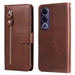 Custodia per telefono in pelle con cerniera in vitello alla moda, For vivo Y600 Pro 5G, For vivo Y21 5G 2026 / vivo Y05 4G, For vivo V70 FE 5G, For vivo S50 5G / V70 5G