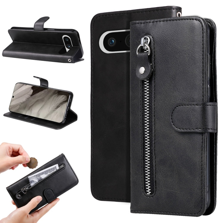 Custodia per telefono in pelle con cerniera in vitello alla moda, For Google Pixel 8, For Google Pixel 7a, For Google Pixel 7 Pro, For Google Pixel 7