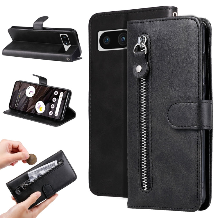 Custodia per telefono in pelle con cerniera in vitello alla moda, For Google Pixel 8, For Google Pixel 7a, For Google Pixel 7 Pro, For Google Pixel 7