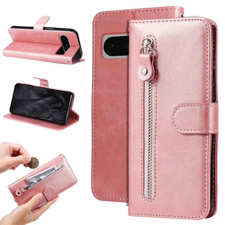 Custodia per telefono in pelle con cerniera in vitello alla moda, For Google Pixel 9 Pro, For Google Pixel 9, For Google Pixel 8a, For Google Pixel 8 Pro