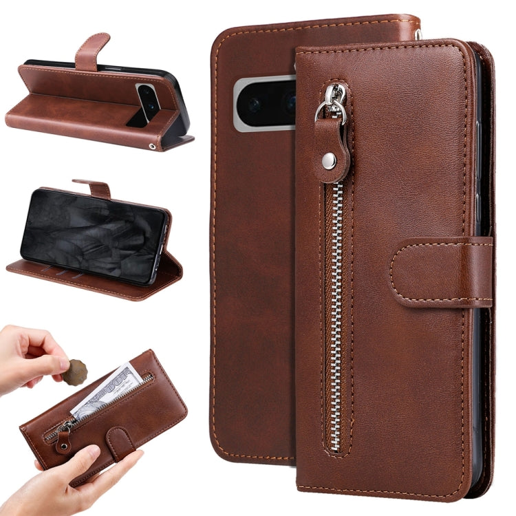 Custodia per telefono in pelle con cerniera in vitello alla moda, For Google Pixel 9 Pro, For Google Pixel 9, For Google Pixel 8a, For Google Pixel 8 Pro