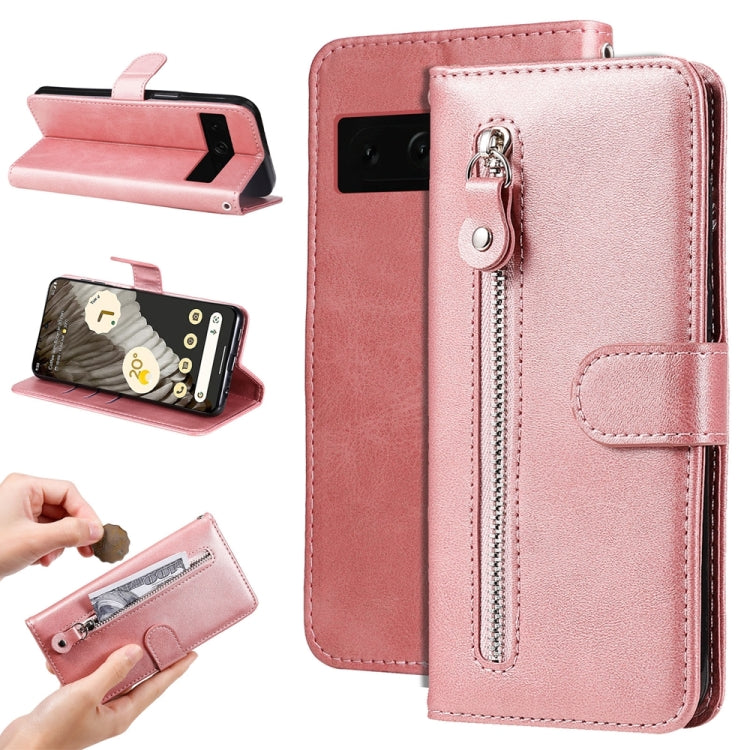 Custodia per telefono in pelle con cerniera in vitello alla moda, For Google Pixel 8, For Google Pixel 7a, For Google Pixel 7 Pro, For Google Pixel 7