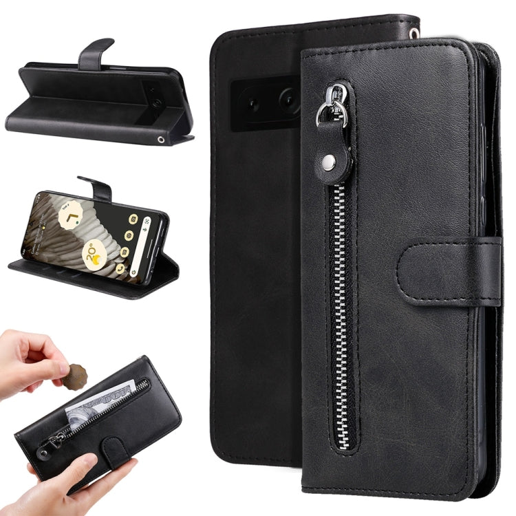 Custodia per telefono in pelle con cerniera in vitello alla moda, For Google Pixel 8, For Google Pixel 7a, For Google Pixel 7 Pro, For Google Pixel 7