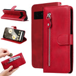 Custodia per telefono in pelle con cerniera in vitello alla moda, For Google Pixel 8, For Google Pixel 7a, For Google Pixel 7 Pro, For Google Pixel 7