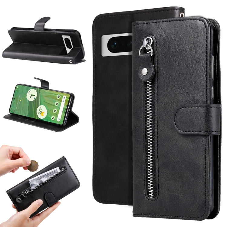 Custodia per telefono in pelle con cerniera in vitello alla moda, For Google Pixel 8, For Google Pixel 7a, For Google Pixel 7 Pro, For Google Pixel 7