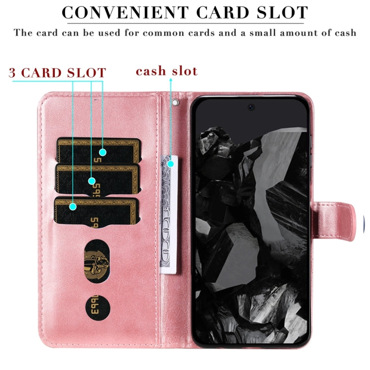Custodia per telefono in pelle con cerniera in vitello alla moda, For Google Pixel 9 Pro, For Google Pixel 9, For Google Pixel 8a, For Google Pixel 8 Pro