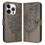 Custodia in pelle con farfalla per iPhone 15