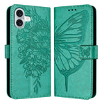 Custodia in pelle con farfalla per iPhone 15