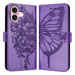 Custodia in pelle con farfalla per iPhone 15