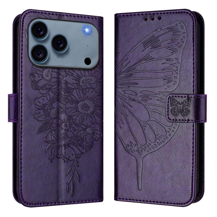 Custodia in pelle con farfalla per iPhone 16 Pro Max e Plus