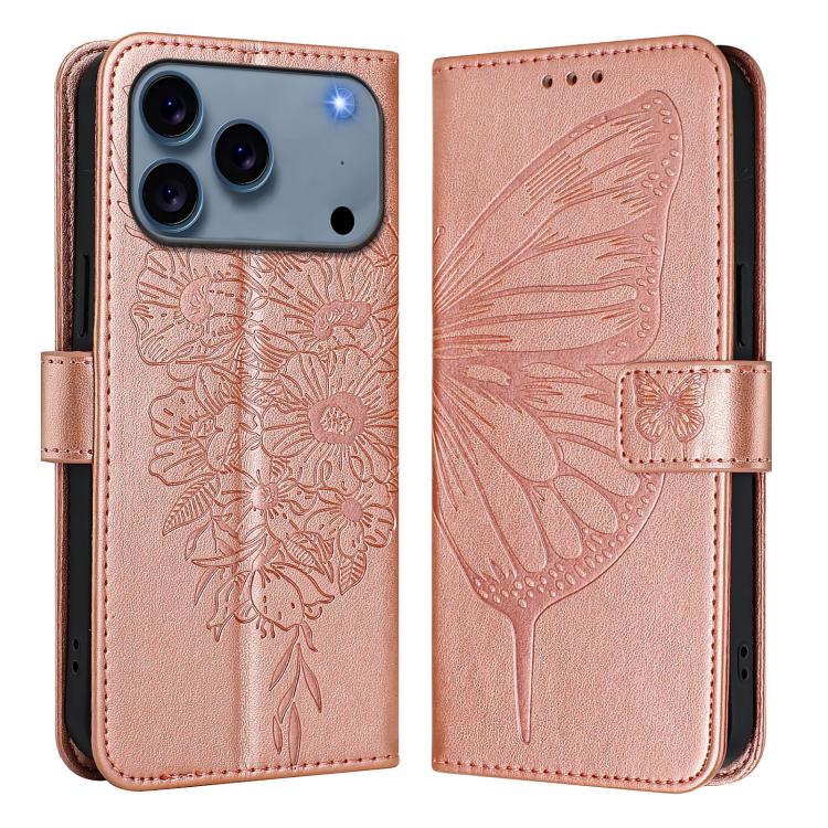 Custodia in pelle con farfalla per iPhone 16 Pro Max e Plus